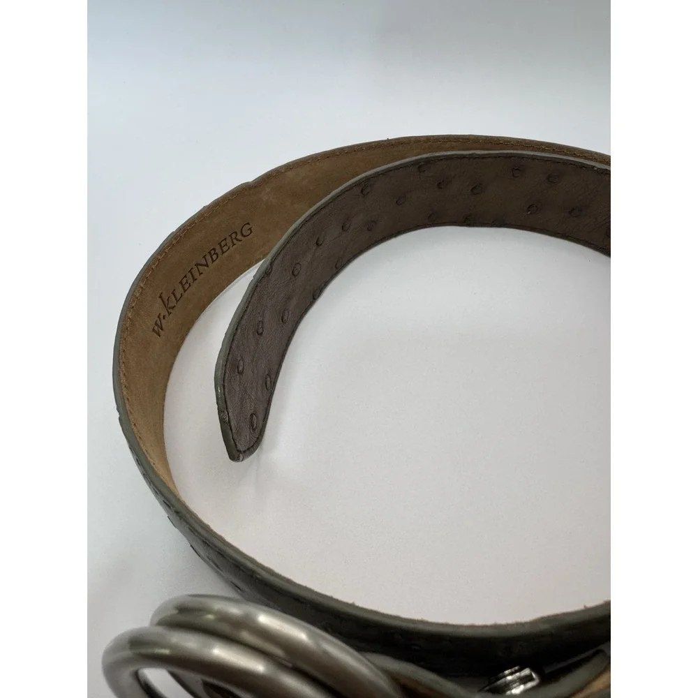 W Kleinberg O Ring Loop Belt Gray‎ Ostrich Leather Belt Sz 34 Designer Custom